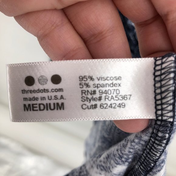 NWT 3 Dots navy white print knit dress - Picture 4 of 5